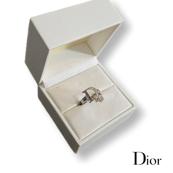 Dior Silver Millennium Pink Crystal Diorrisimo Ring w/ Box, Vintage Y2K, Size 6 - Picture 1 of 8